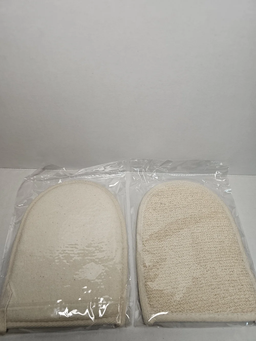 NEW Beige Exfoliating Bath Gloves - Soft Home Accents Set Of Two
